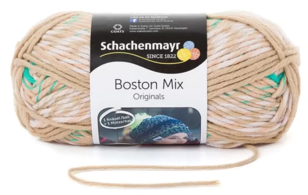 Boston Mix /Бостон Мих/ пряжа Schachenmayr original, COATS, 9807784 (00084, *, beige color бежевый, бежевый/белый/зеленый)
